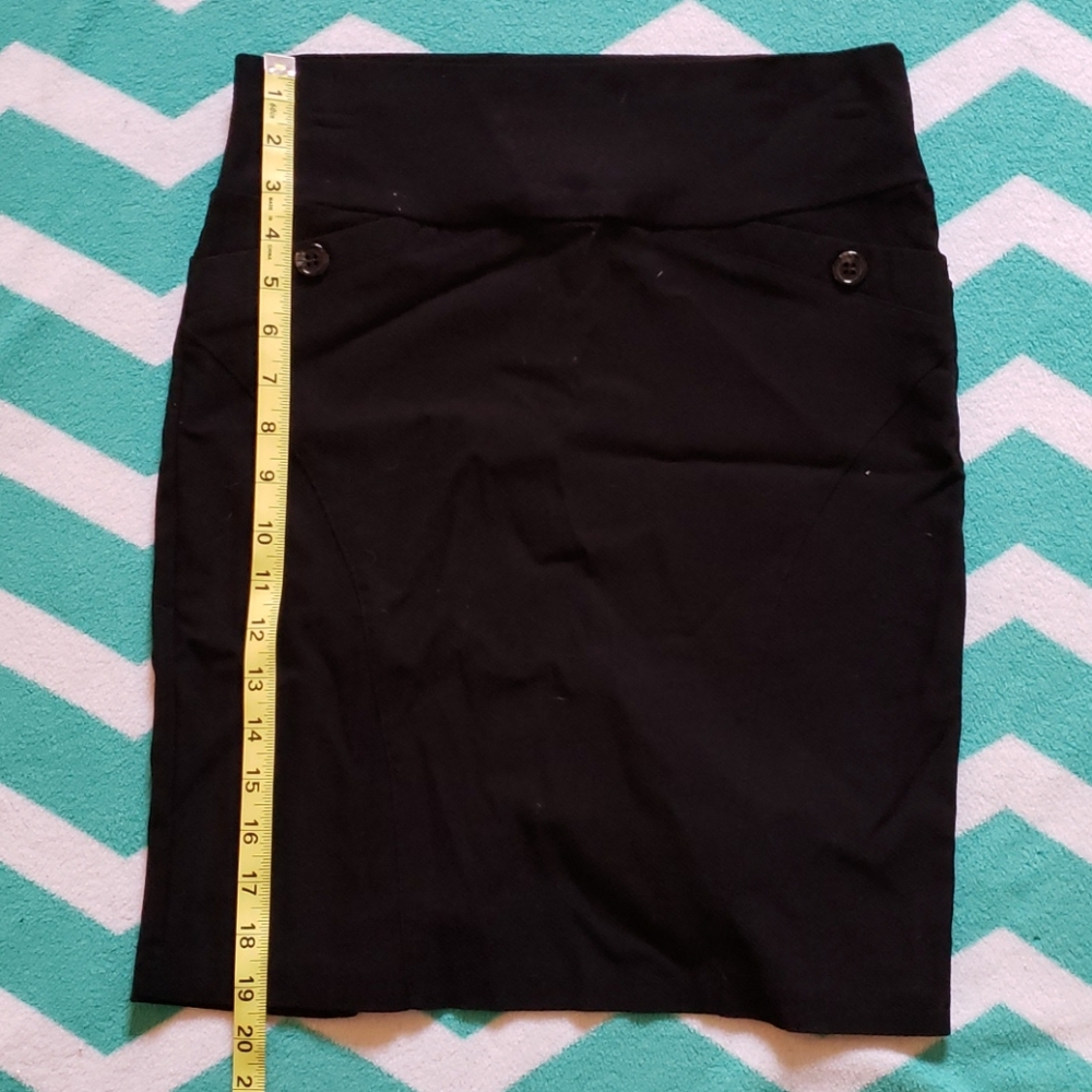 *LAST CHANCE* Black Stretch Pencil Skirt with Button Accents